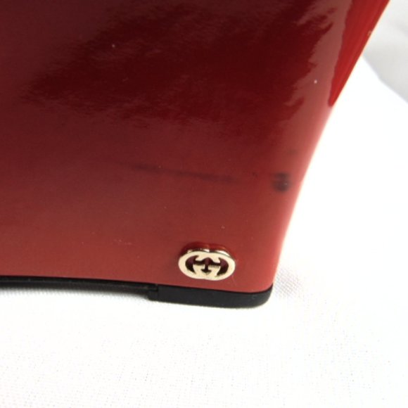 GUCCI Red Patent Leather Peep-Toe Wedge Heels Size 39.5 US 9 - Picture 11 of 15